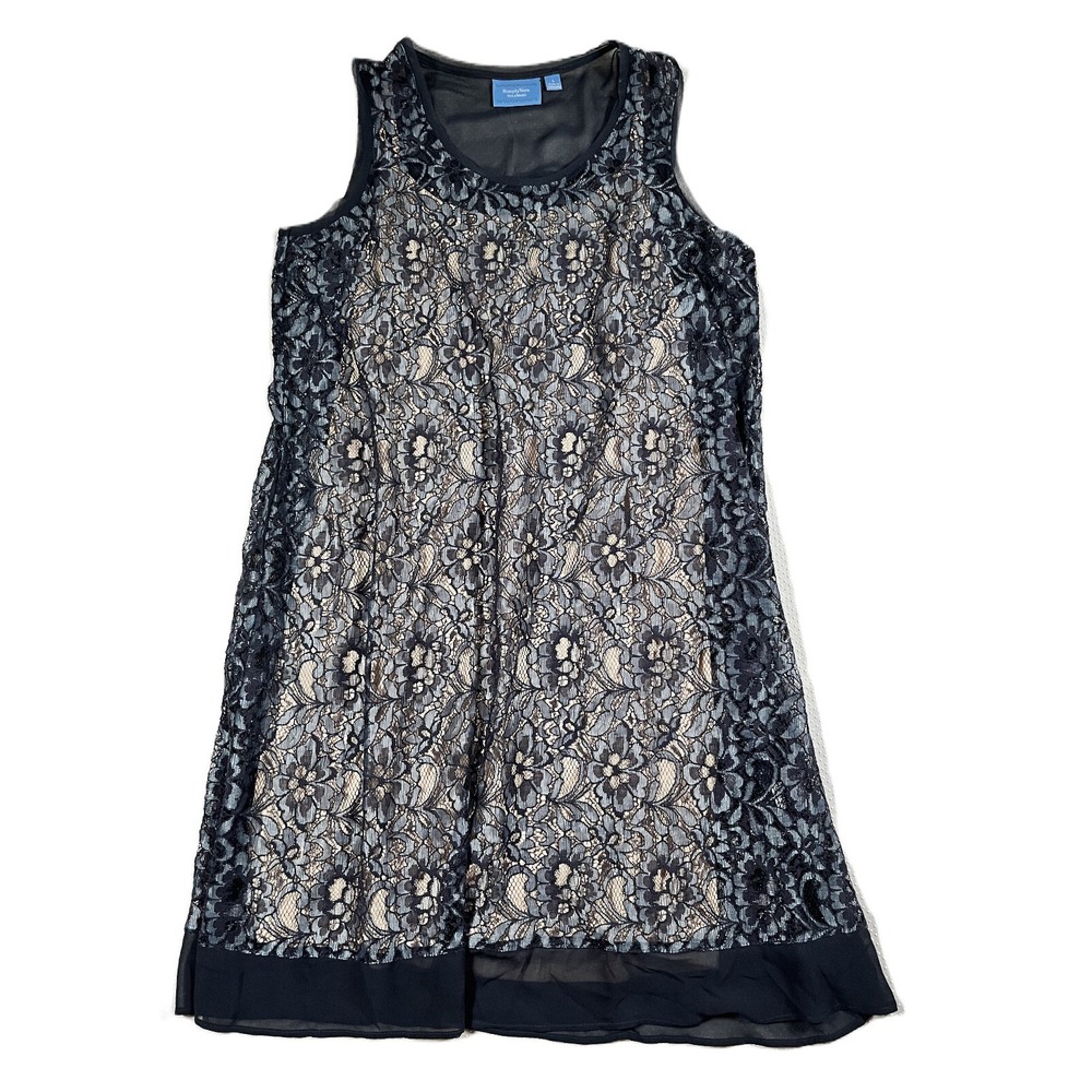 Simply Vera by Vera Wang Women's Lace Shift Dress Knee Length Black Size Large